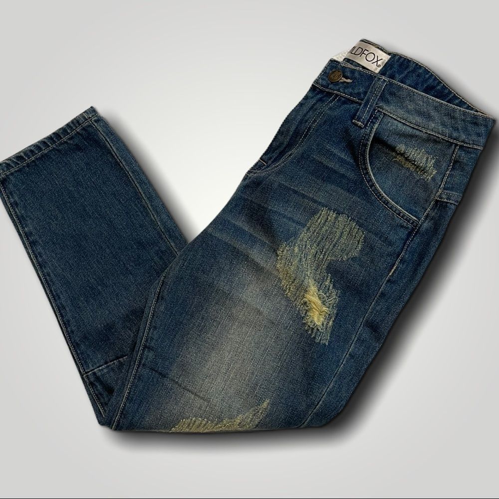 NWT Wildfox BAGGY CROP DENIM JEANS de stressed